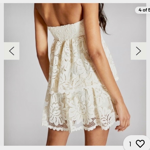 Maeve ~ Strapless Ivory Lace Mini DRESS sz L - Picture 8 of 8